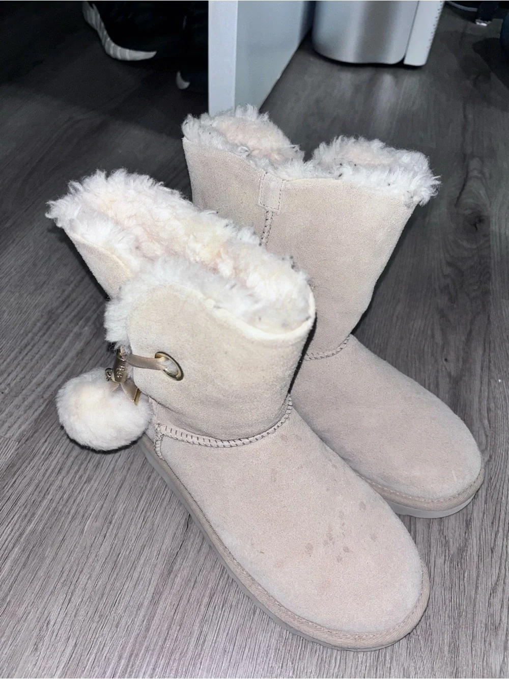 Women's UGGs Cream Boots with pendant detail
